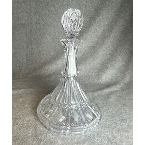 SHIP CAPTAINS Liquor Decanter 10” Clear Cut Lead Crystal Barware Diamond Pattern